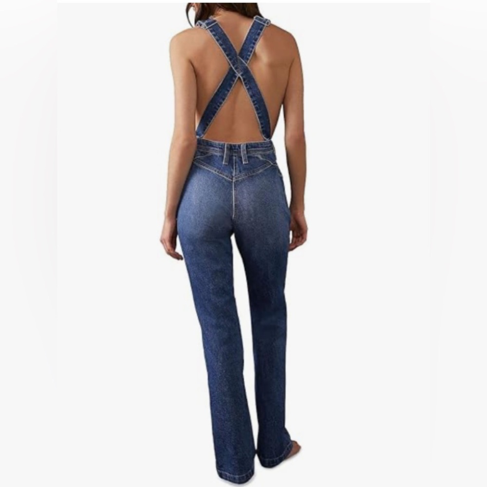 The Free People Camilla Slim Boot Overalls. size M, worn 1x - Picture 3 of 8